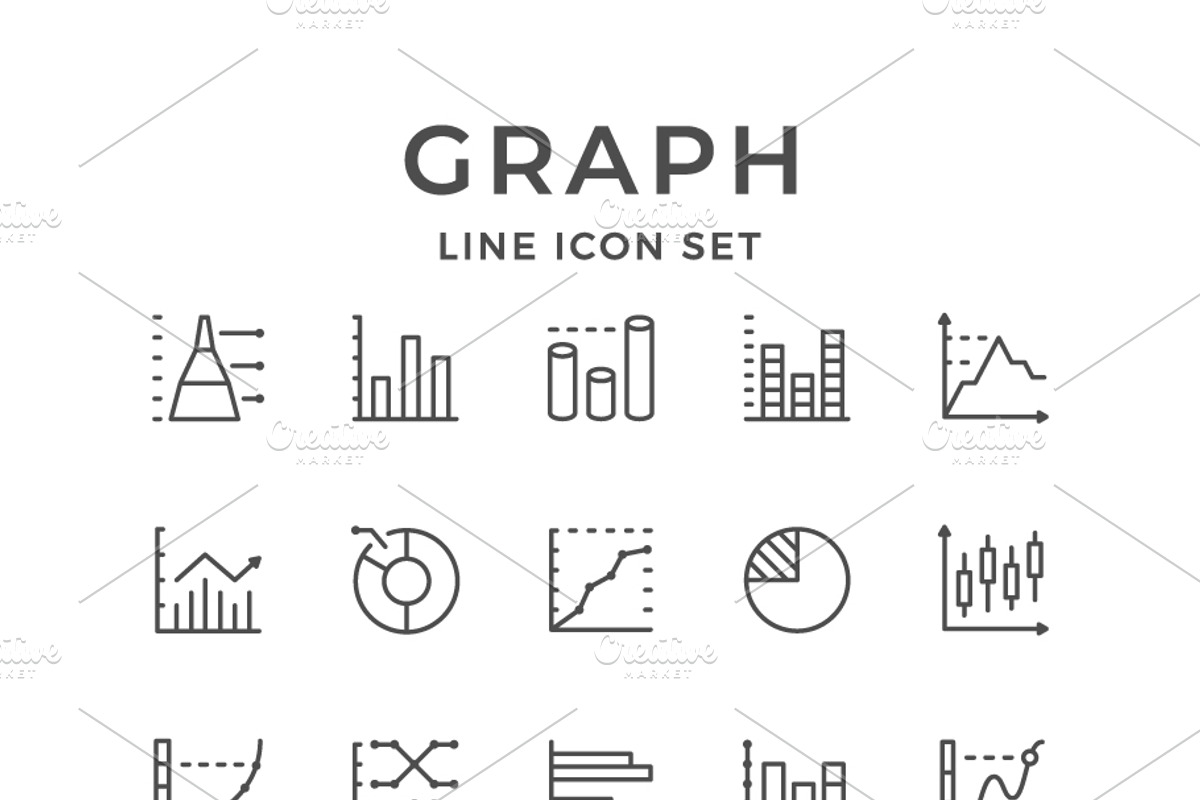 Set line icons of graph and diagram, an Outline Icon by motorama (Photo 1 of 2)
