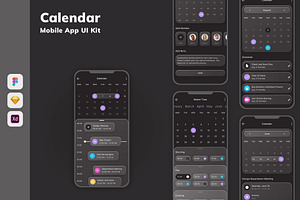Calendar Mobile App UI Kit, an UI Kit Template by uicube