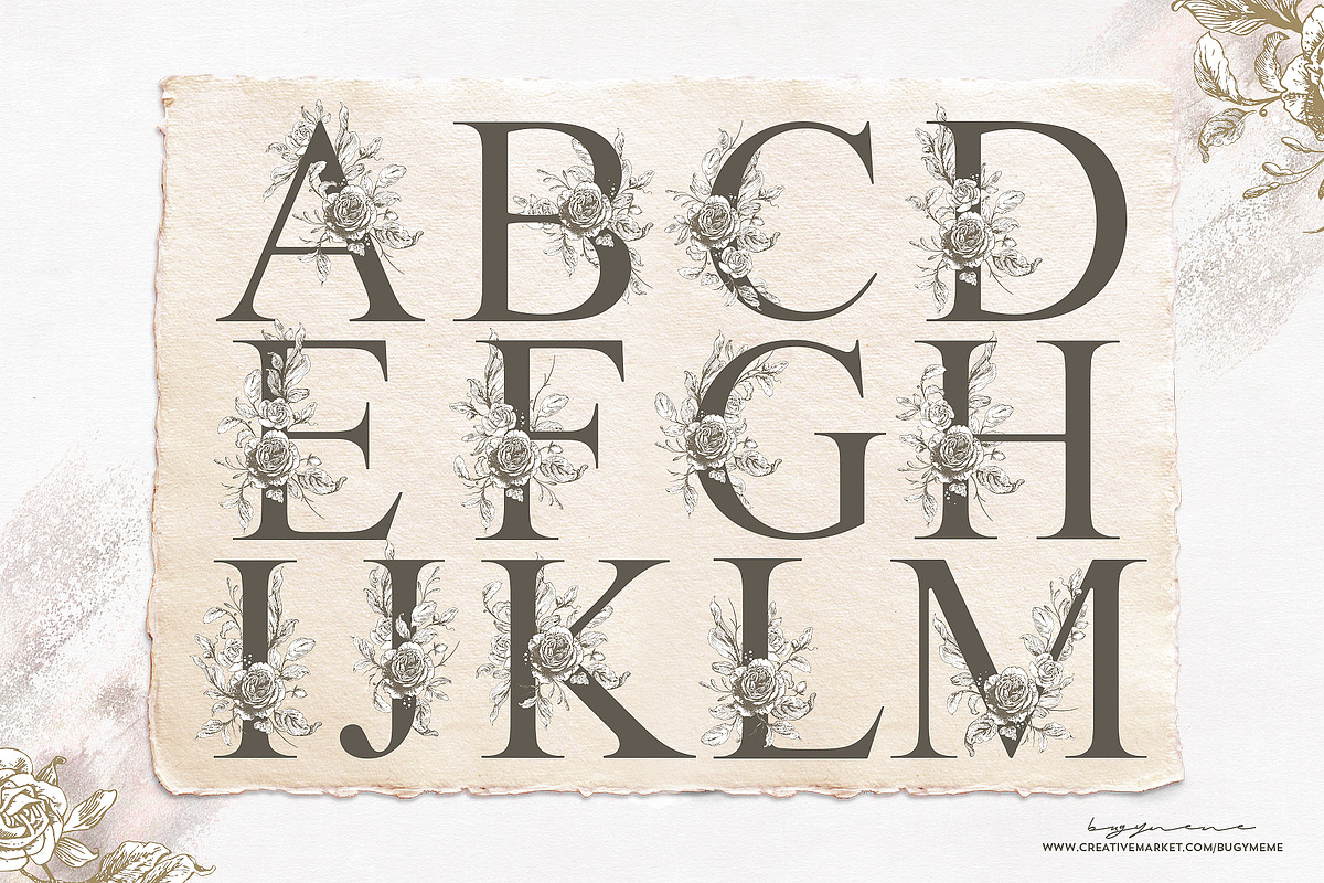 Floral Vintage Alphabet | Monograms, an Illustration by Tinydew (Photo 4 of 7)