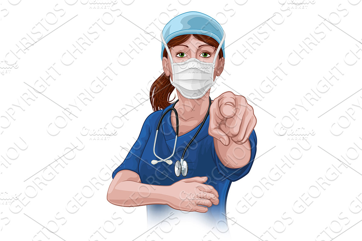Doctor or Nurse Woman in Scrubs, a Healthcare Illustration by Christos Georghiou