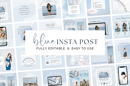 Blue Aesthetic Instagram Template, a Social Media Template by ShopRShop