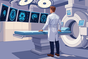 Doctor Analyzing Brain Scans, a Health & Medical Photo by angellodeco