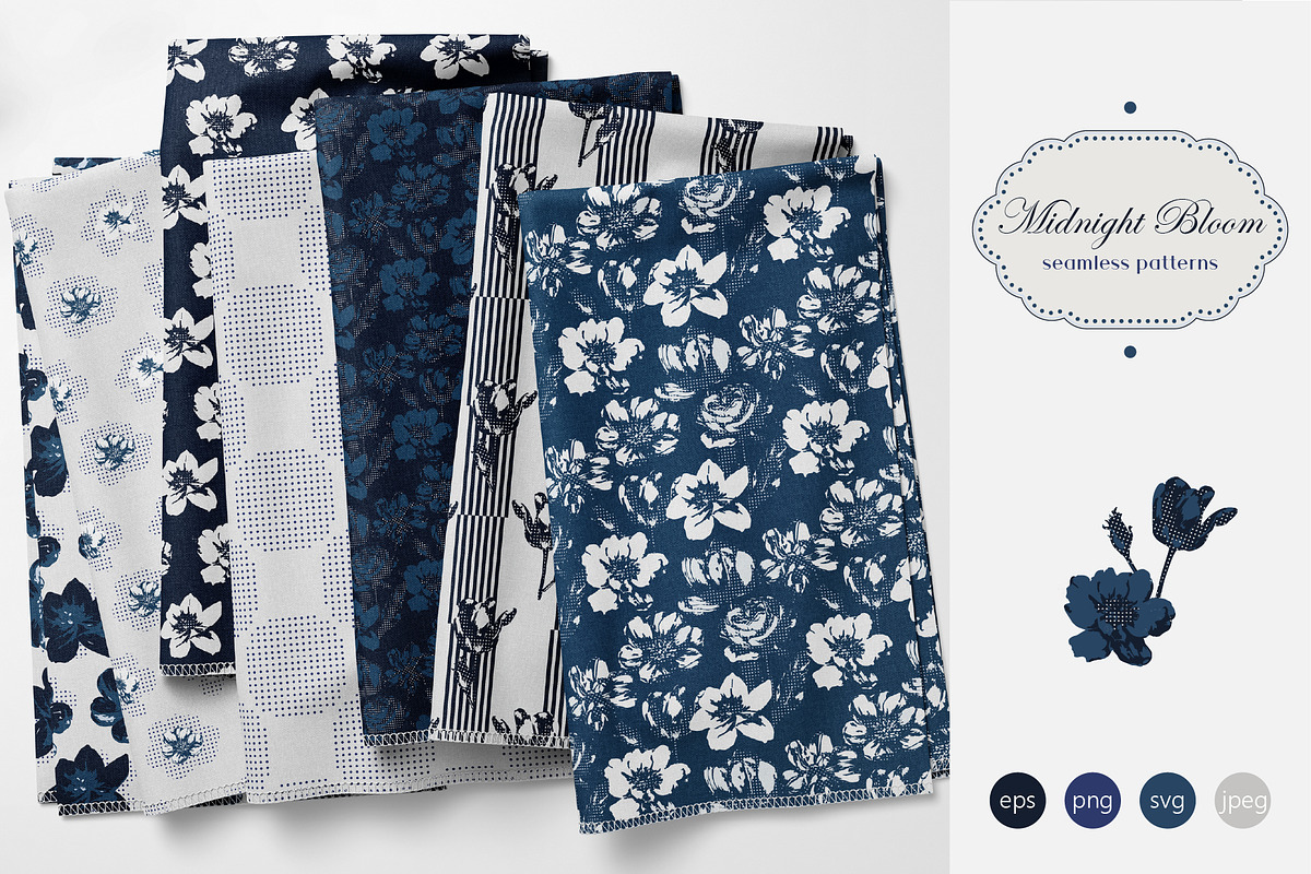 Midnight Bloom - Seamless Patterns, a Pattern Graphic by InaCorart (Photo 1 of 11)