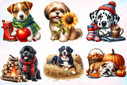 Watercolor Autumn Dog Clipart Bundle, a Seasonal Illustration by Canvas Craft (Thumbnail 5 of 8)