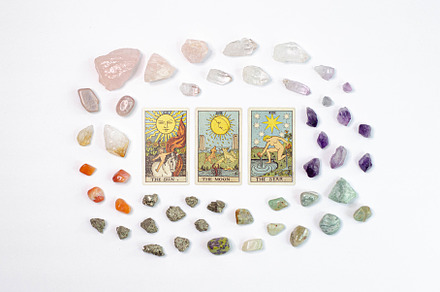 Tarot crystals containing arcana, arrangement, and cards, a Nature Photo by Coral Antler