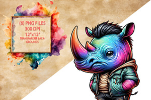 Grunge Rhino Clipart Collection