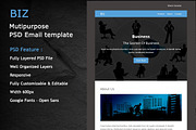 BIZ - PSD RESPONSIVE EMAIL TEMPLATE, an Email Template by Pennyblack Templates (Thumbnail 1 of 2)