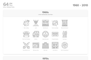 20 Century History.Color Line Icons