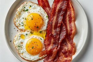Eggs and bacon stock image, a Photo by ComfortQ