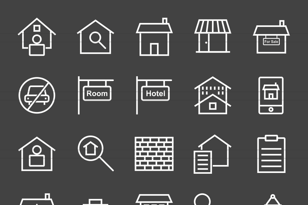 50 Housing Line Inverted Icons, an Outline Icon by IconBunny