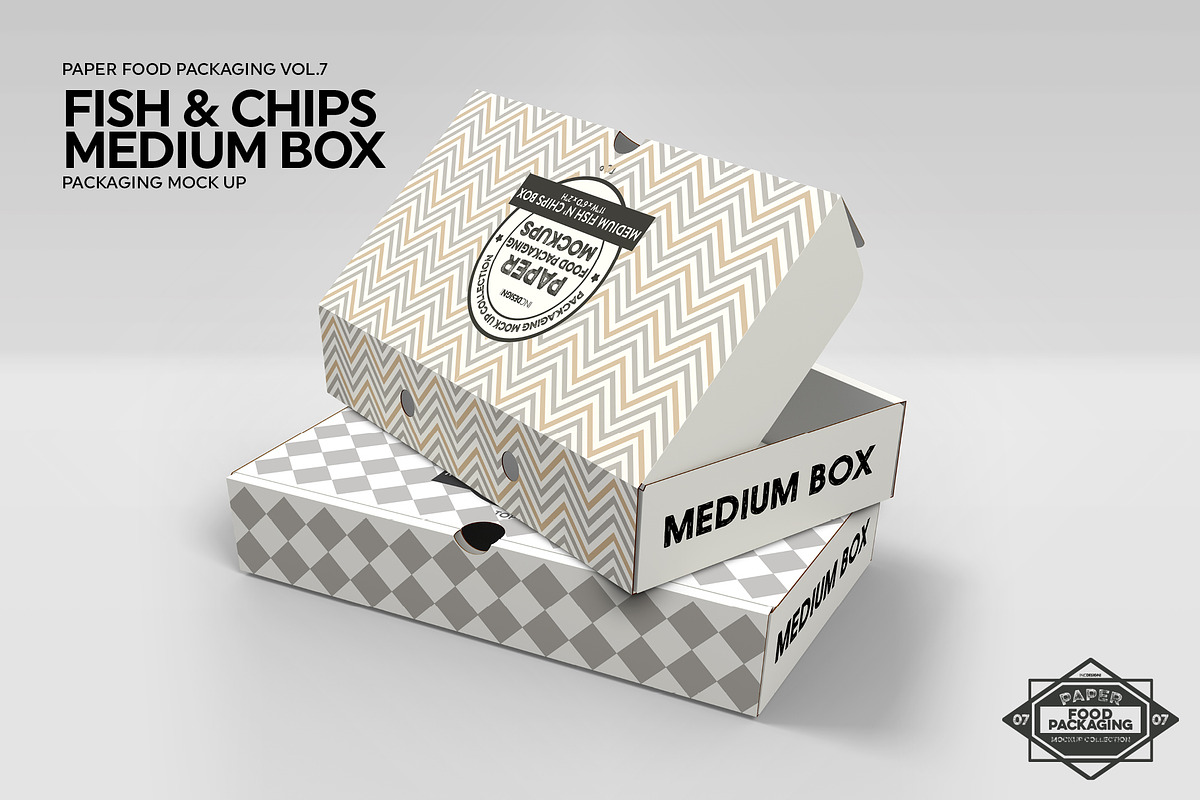 Medium Fish and Chips Box Mockup, a Packaging Mockup by INCDesign (Photo 5 of 6)