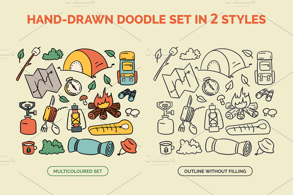 Camping Set Doodle Style, an Object Graphic by 35lab (Photo 3 of 6)