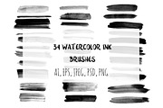 34 watercolor ink brushes., a Texture Illustration by redstudio (Thumbnail 1 of 4)