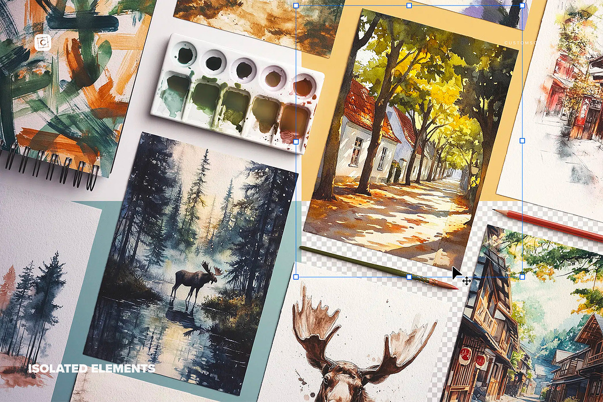 Watercolor Paper Mockup Layout, a Product Mockup by Custom Scene (Photo 4 of 10)
