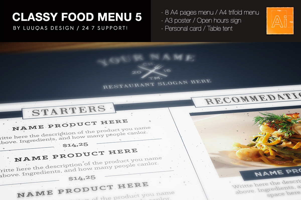 Classy Food Menu 5, a Brochure Template by Luuqas Design (Photo 2 of 12)
