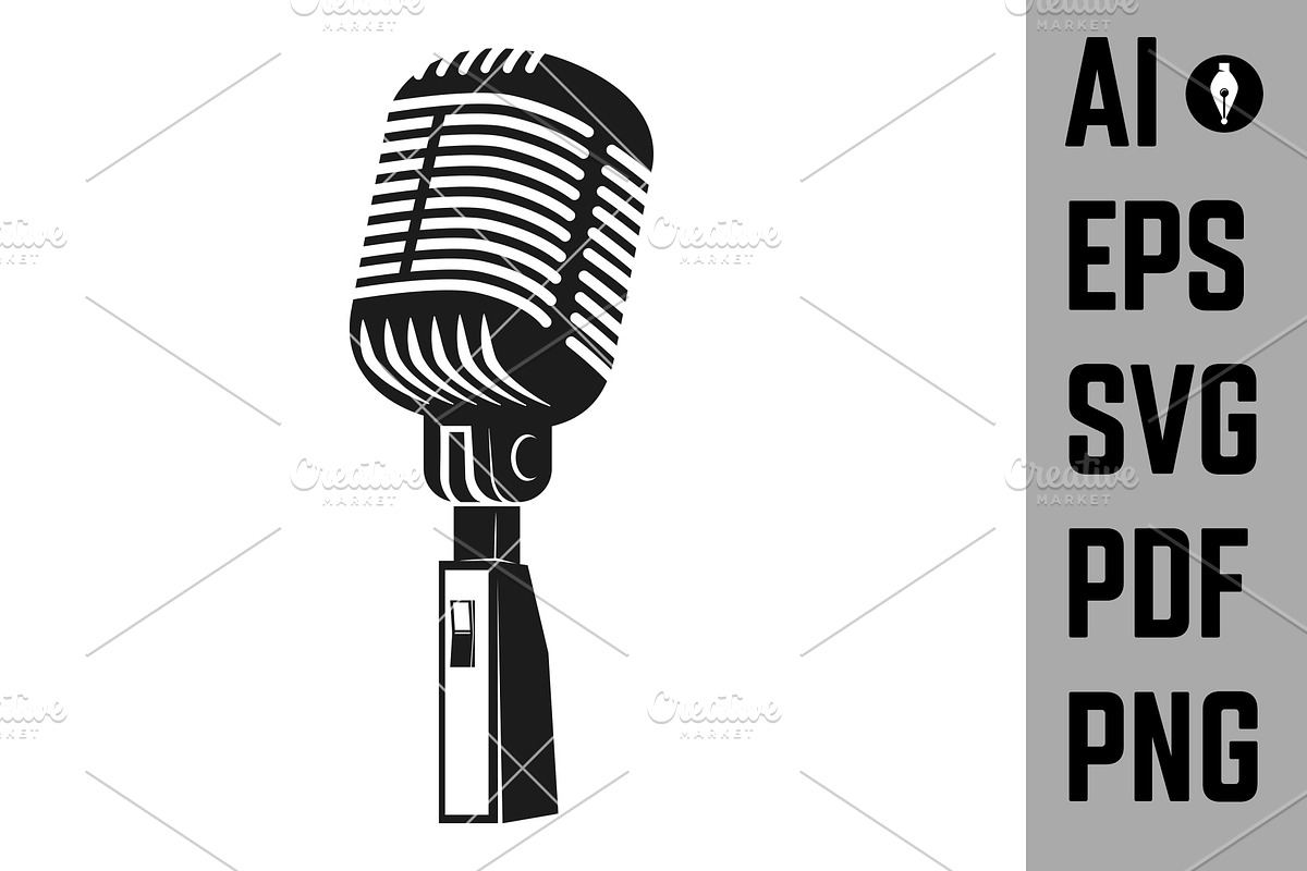 Microphone monochrome icon SVG, an Object Illustration by Vectorhight