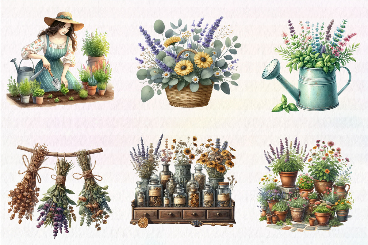 Botanical Wellness Watercolor Clipar, an Illustration by CreationArt (Photo 5 of 5)
