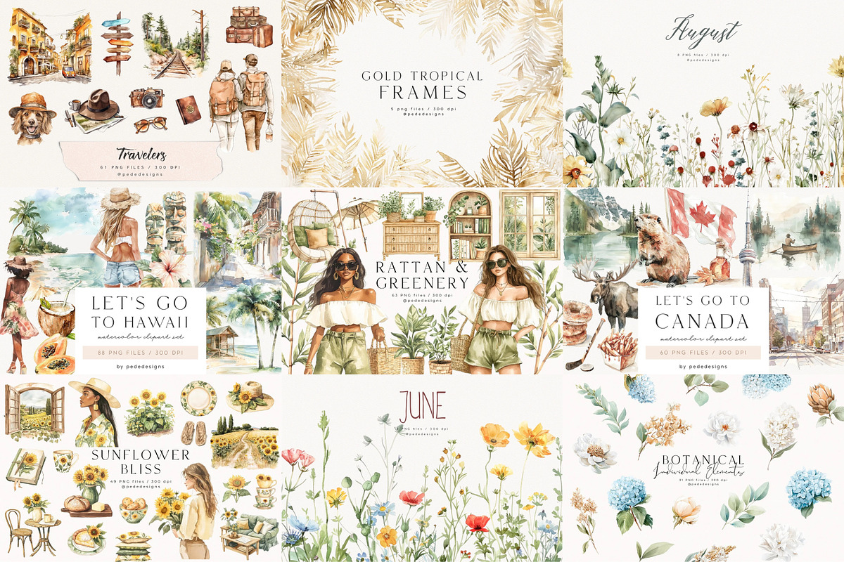 Summer & Travel Bundle, a Seasonal Illustration by PeDe Designs (Photo 7 of 15)