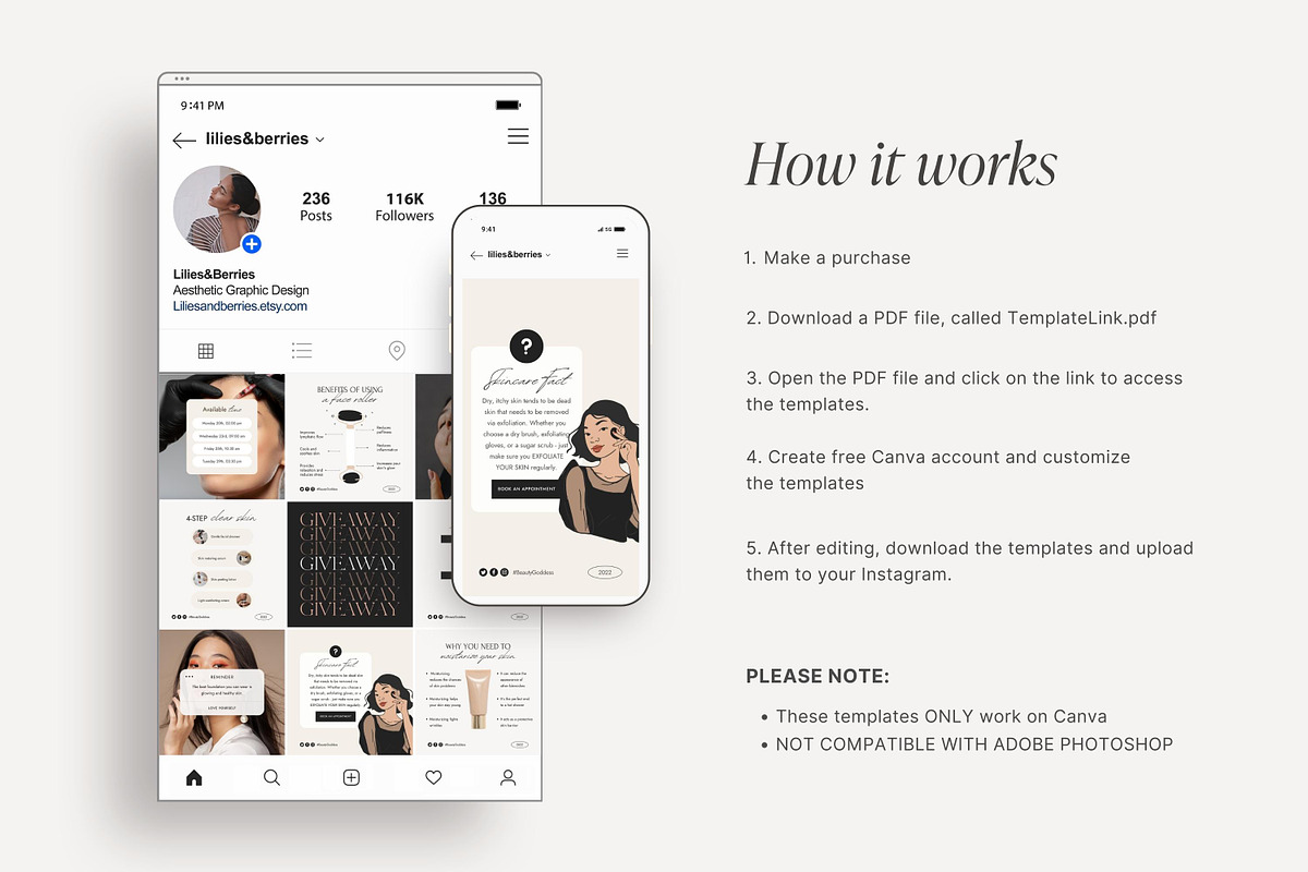 Canva Skincare templates, a Social Media Template by LiliesandBerries (Photo 4 of 19)