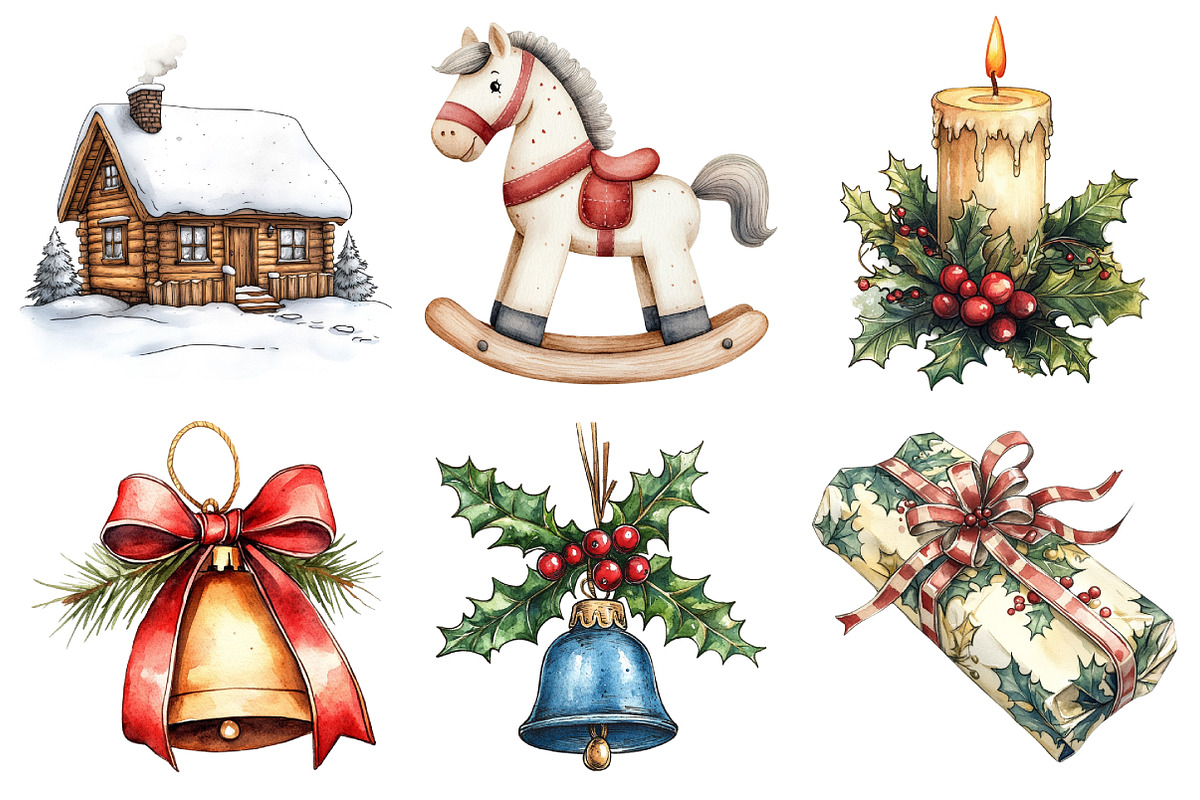 Vintage Drawing Christmas Clipart, an Illustration by Daily.Designs (Photo 2 of 5)