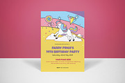 Cheerful Unicorn Birthday Invitation, an Invitation Template by graphicook (Thumbnail 1 of 3)