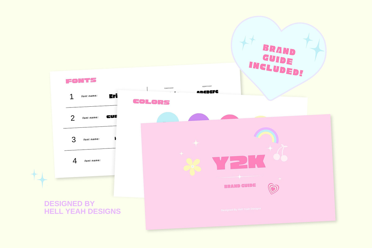 Y2K Vibes Branding Starter Kit Canva, a Branding & Logo Template by Hell Yeah Designs (Photo 8 of 20)