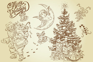 16 vintage Christmas cliparts