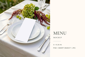 Chartreuse Wedding Menu Mockup