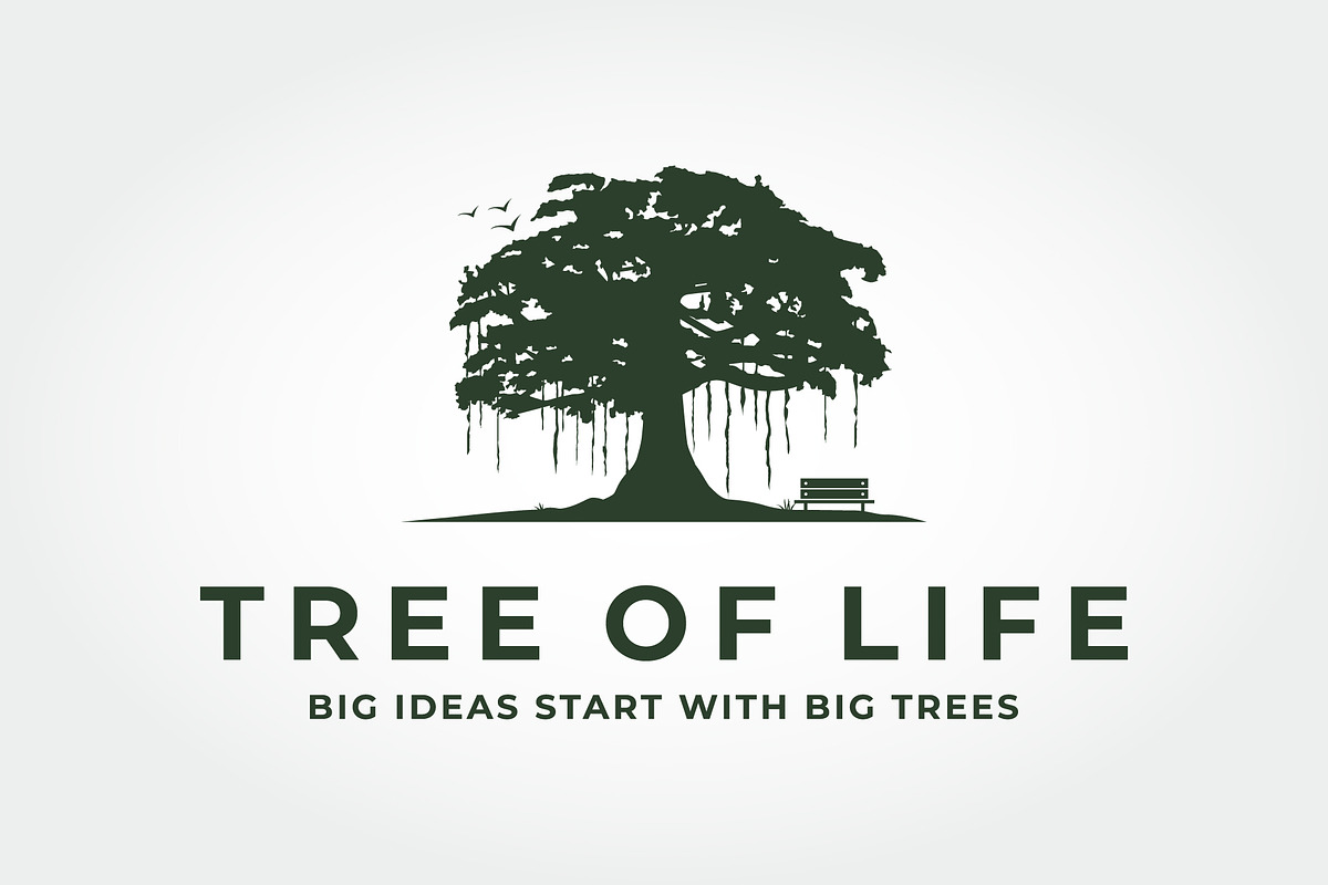 A Big Tree with a Wooden Bench, a Branding & Logo Template by PrastHF