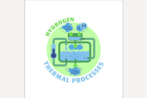 Hydrogen thermal processes icon., an Outline Icon by Anna's Shop