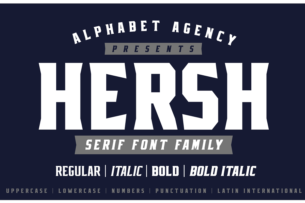 HERSH SERIF FONT FAMILY, a Serif Font by Alphabet Agency (Photo 1 of 14)