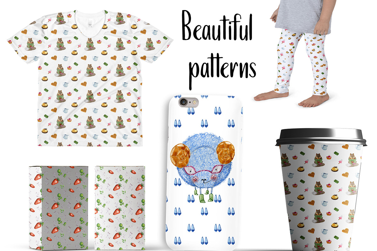 Cute watercolor animals Design Set, an Animal Illustration by Xenia_Art (Photo 11 of 14)