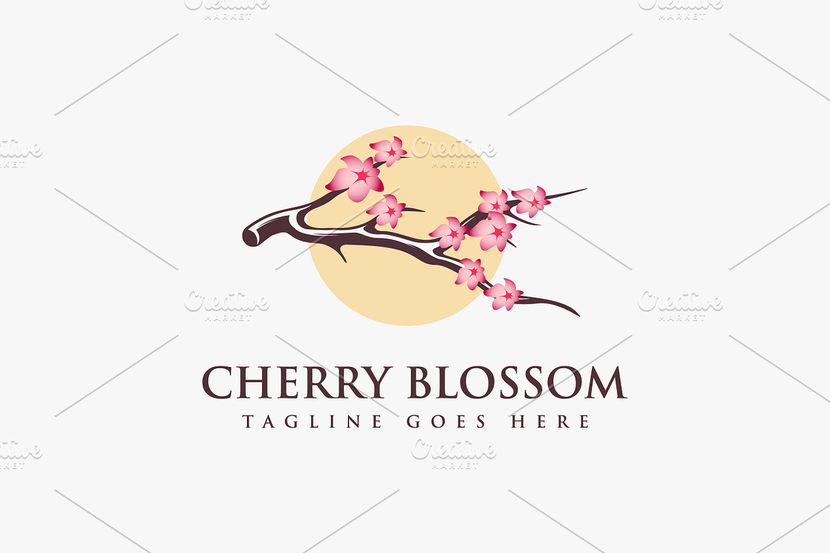 Cherry Blossom branch tree logo