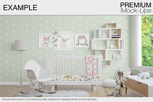 Nursery Crib Wall & 90 Frames