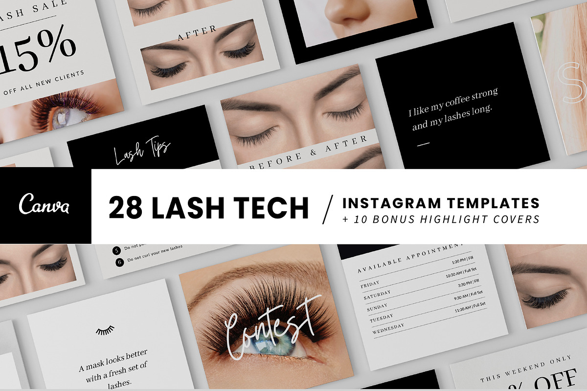 Lash Tech Instagram Templates, a Social Media Template by Galaxybomb (Photo 1 of 5)