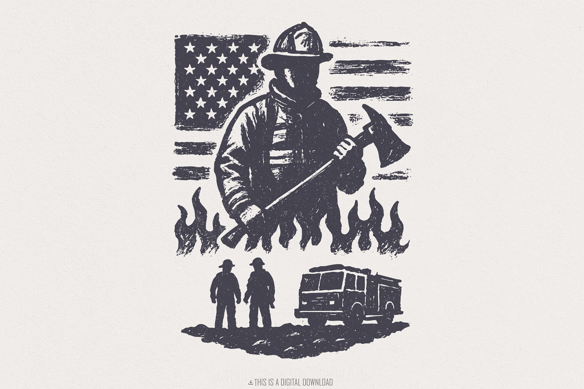 Firefighter PNG, American Flag, an Illustration by SharpMarketplace (Photo 1 of 9)