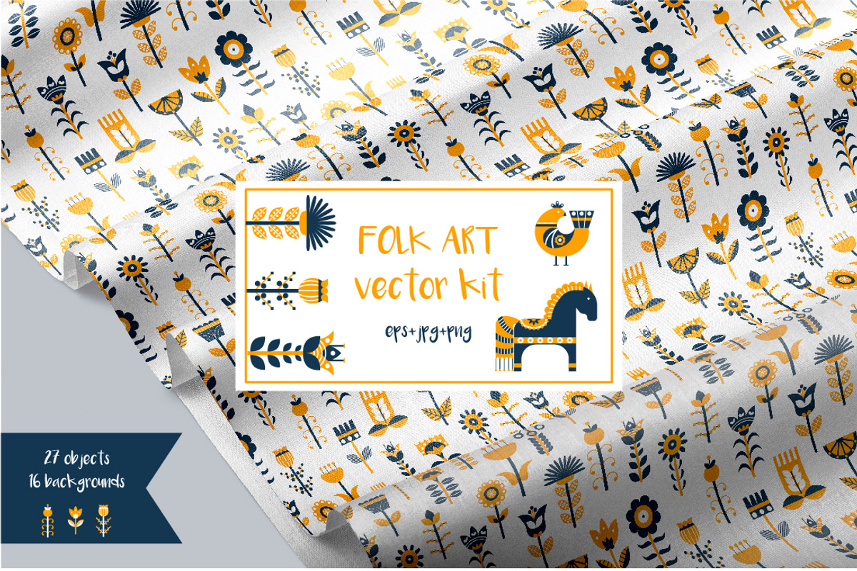 Folk Art Seamless Collection, a Background Graphic by Petite Lily (Photo 1 of 8)