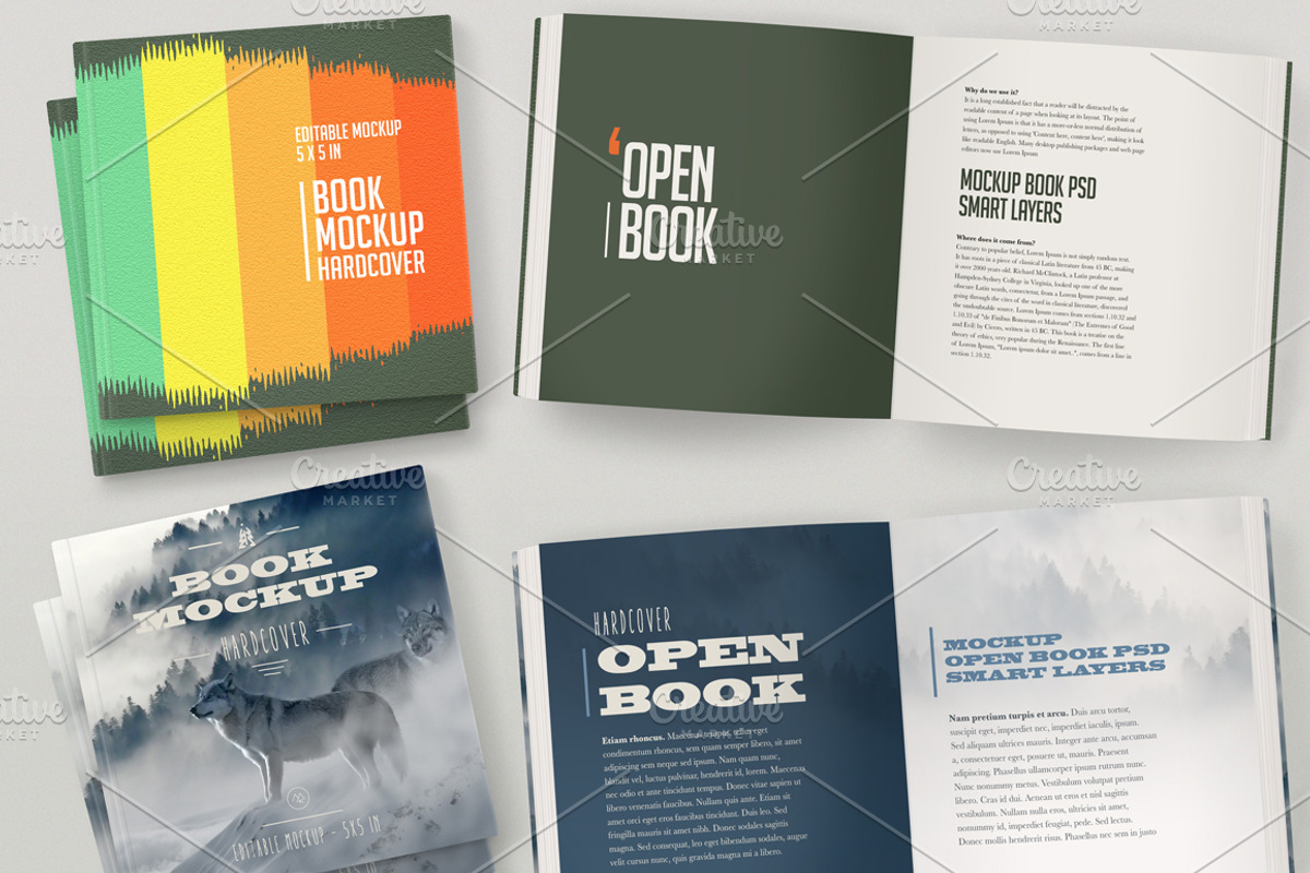 Open Hardcover Book Mockup (Square), a Print Template by ArtefShop (Photo 1 of 22)