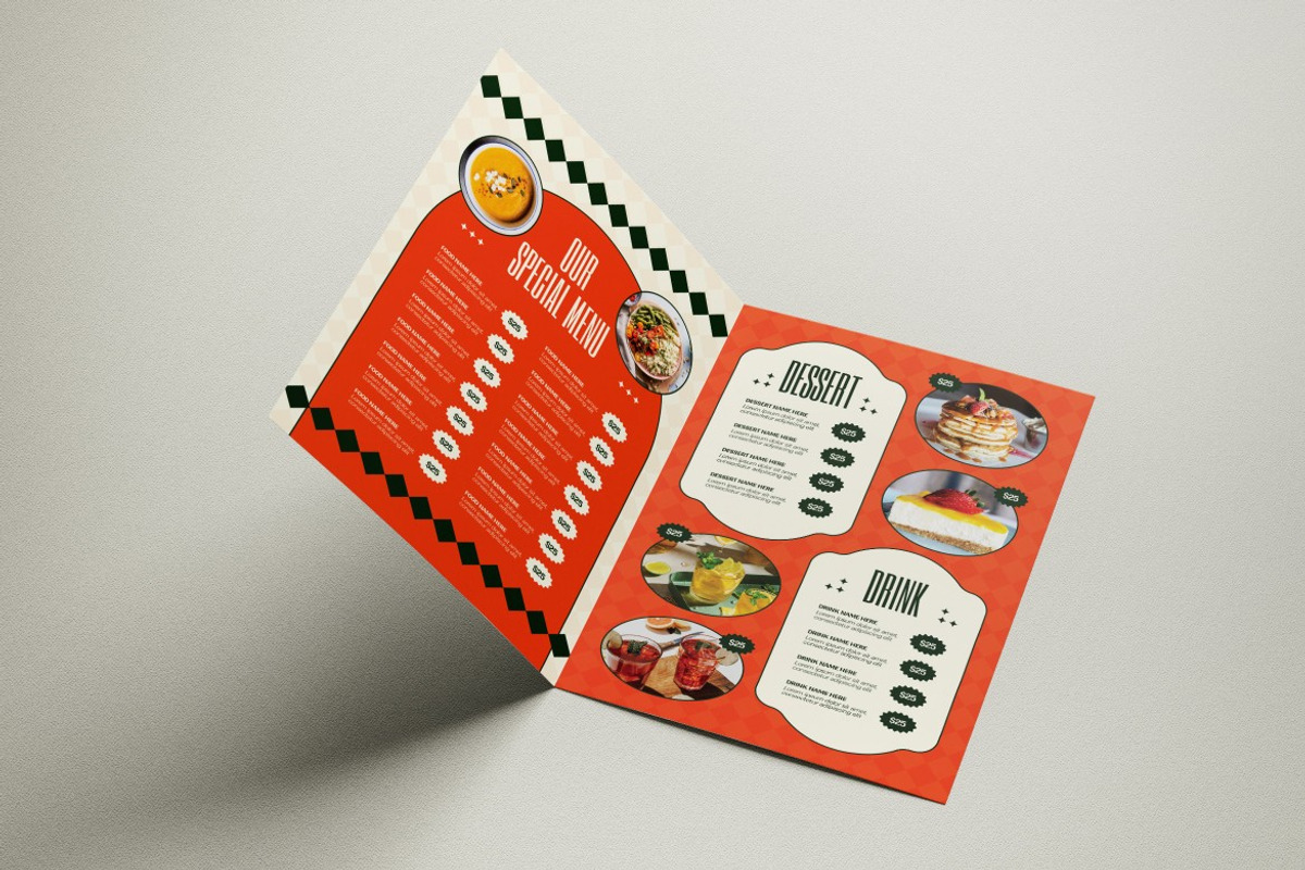 Orange Vintage Food Menu Bifold, a Brochure Template by graphicook (Photo 2 of 3)