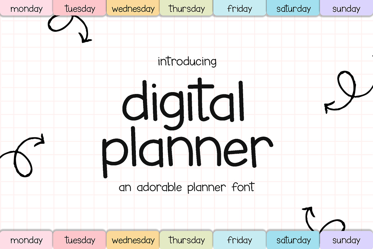 Digital Planner Font, a Sans Serif Font by Lollipop Hand Drawn (Photo 1 of 8)