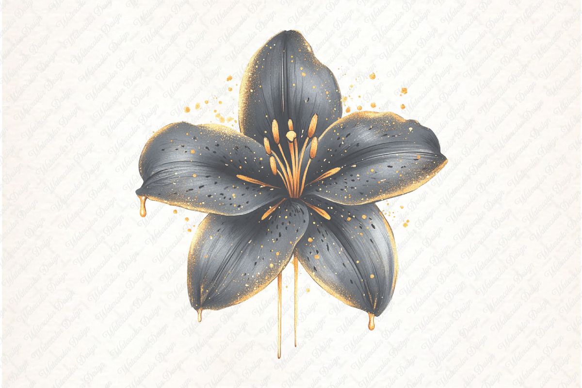 Glitter Luxury Black Spring Flower, an Illustration by Watercolor design (Photo 9 of 12)