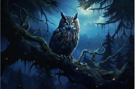 Owl forest bird night. Generate Ai, an Animal Photo by Ylivdesign