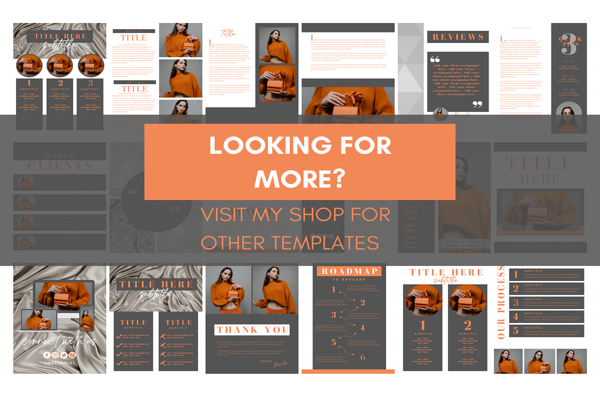 100 Orange Grey Ebook Template Canva, a Magazine Template by LushBury (Photo 5 of 5)