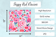 Preppy Red Flowers Digital Paper, a Background Graphic by Paper & Pattern Studio (Thumbnail 4 of 9)