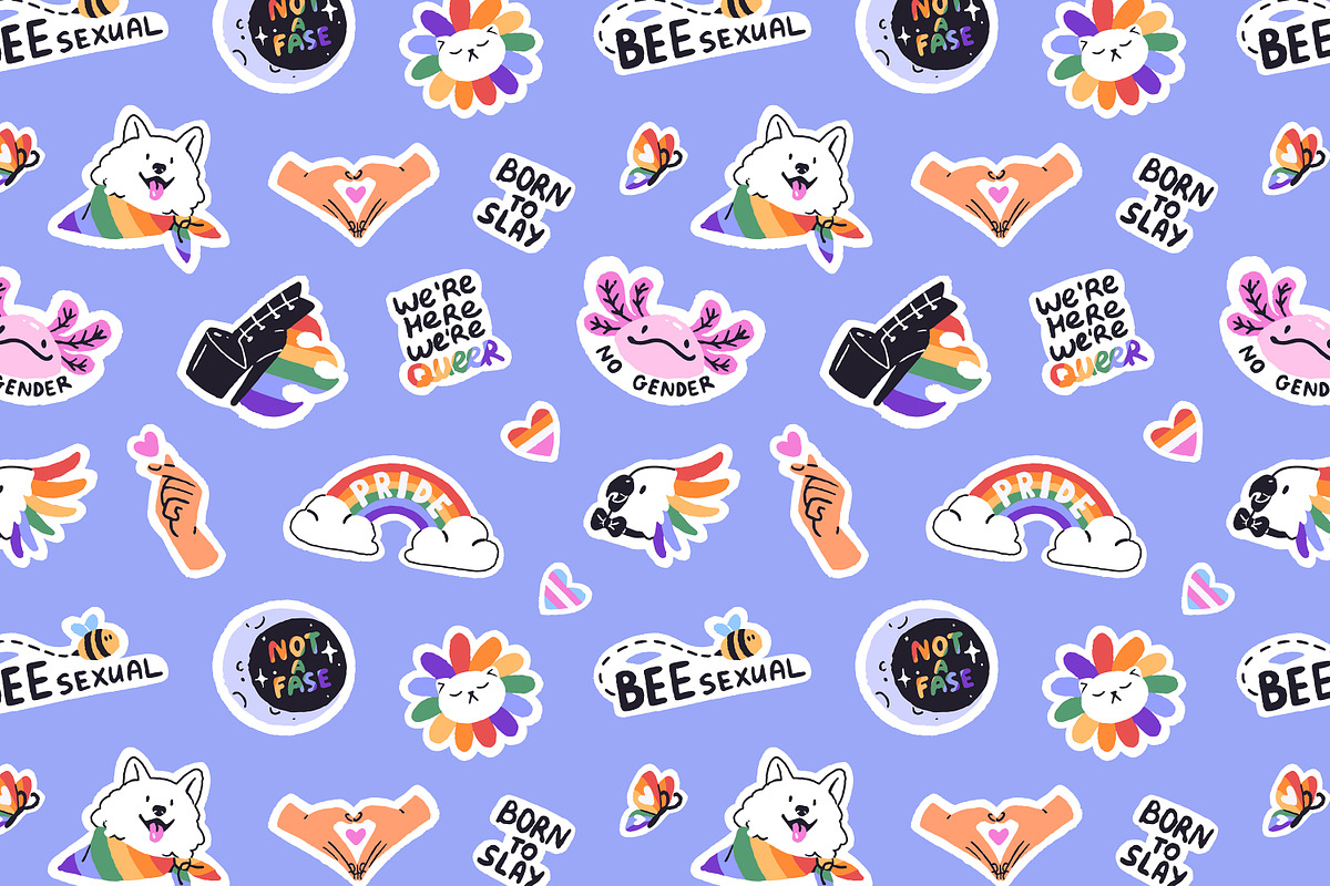 LGBTQ sticker pack set + patterns, a Graphic by PaperTrident (Photo 3 of 4)