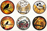 Fall Autumn Bird Stained Glass Clipa, an Illustration by Rose Art (Thumbnail 4 of 7)