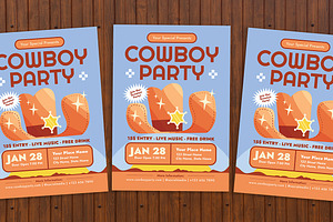 Cowboy Party Flyer, a Flyer Template by Gumico Studio.