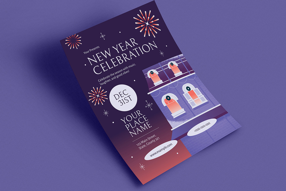 Modern New Year Celebration Flyer, a Flyer Template by VectorVactory (Photo 3 of 3)