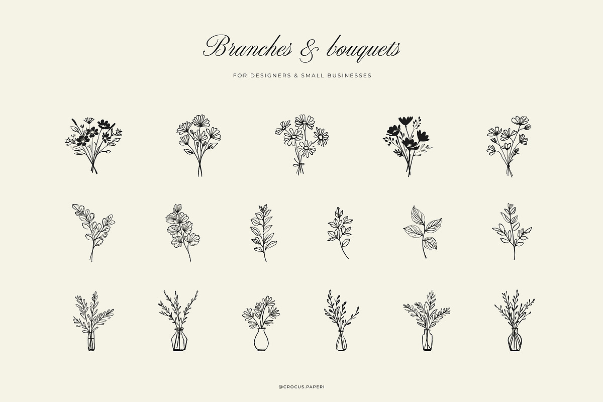 FLORIST'S line art illustrations, a Decorative Illustration by Crocus Paperi (Photo 4 of 6)