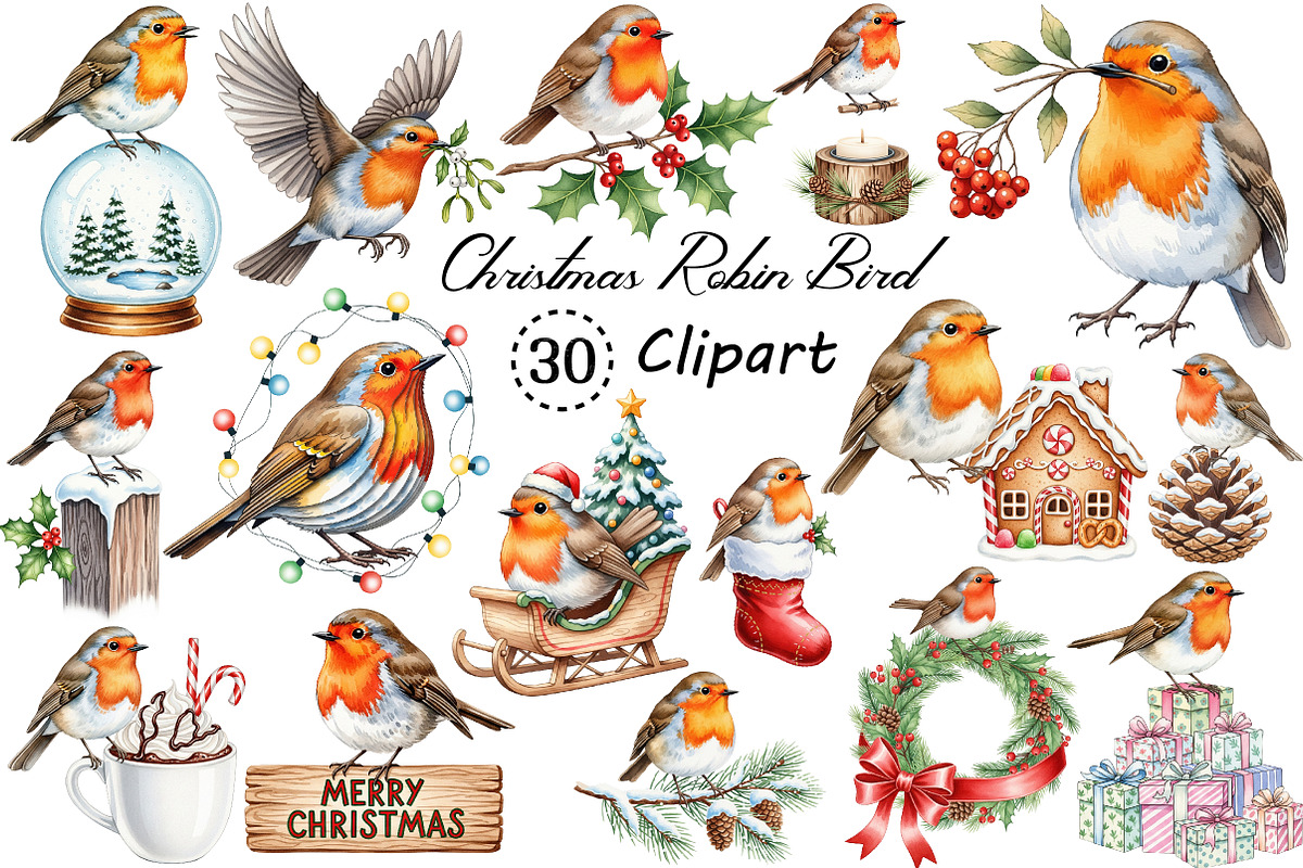 Christmas Robin Bird PNG Clipart, an Illustration by Creative Art (Photo 1 of 10)